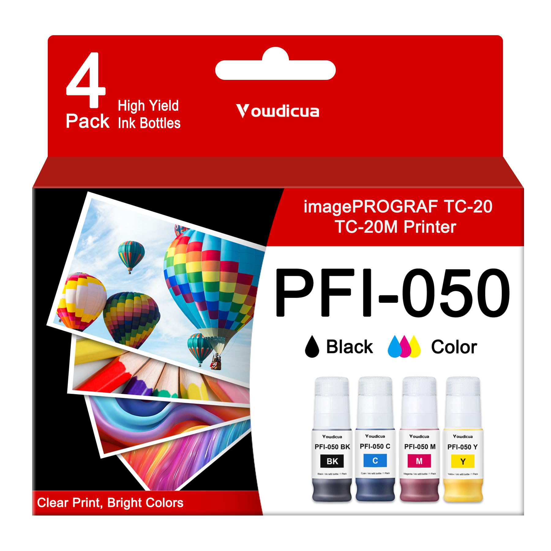 Amazon.com: PFI050 PFI-050 Ink Refill 4-Pack(BK/C/M/Y) Replacement